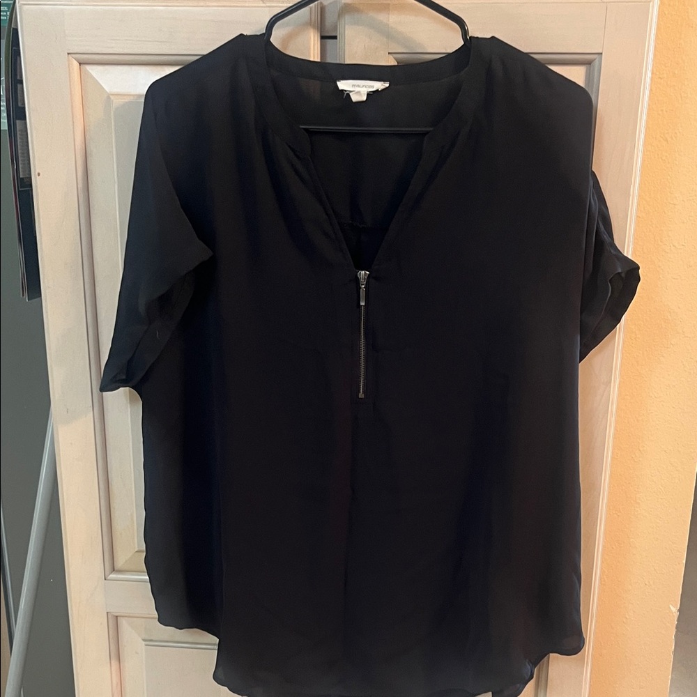 Maurices Black Blouse with Zipper Detail